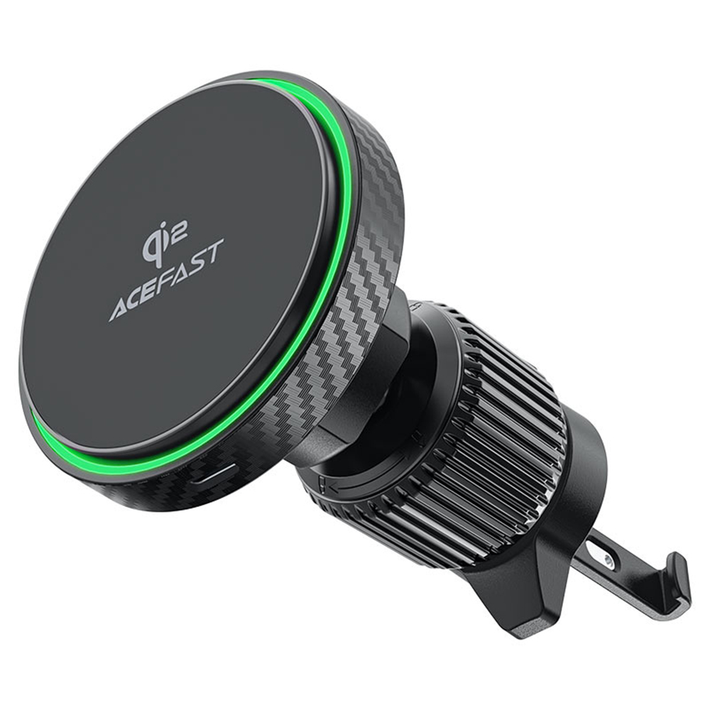 Държач за безжичен телефон за кола, LED околна светлина, Qi2, 15W - Acefast (D33) - Черен