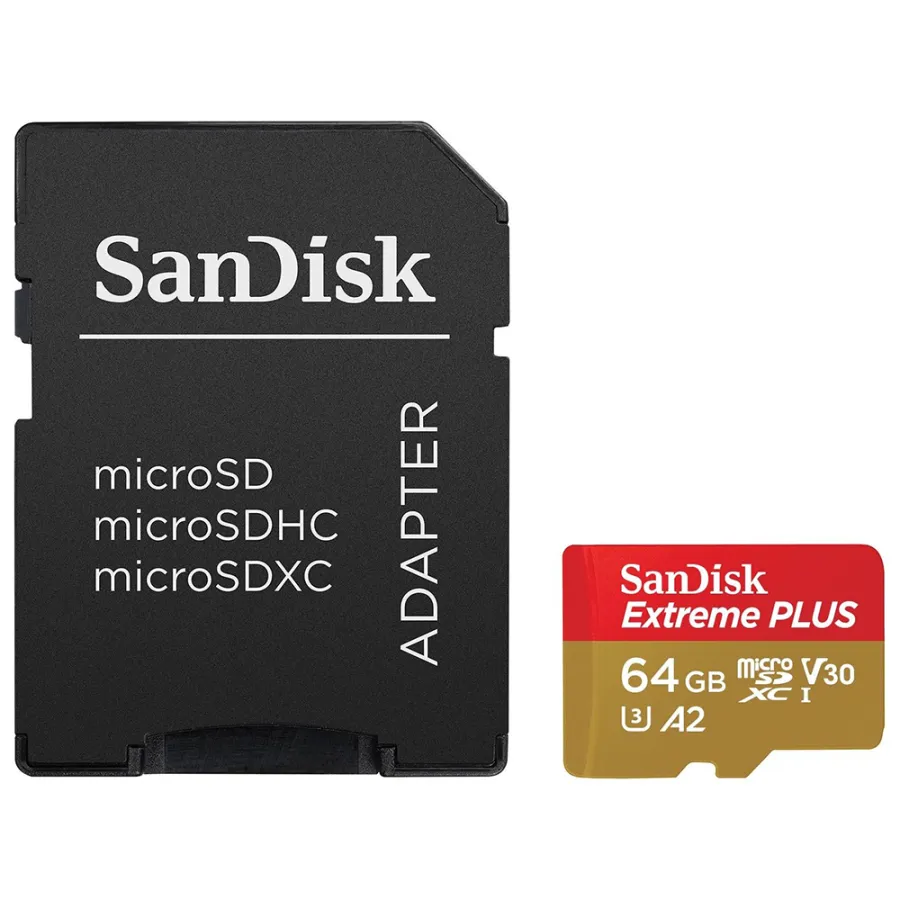 Карта с памет, 64GB, MicroSDXC - SanDisk Extreme Plus (SDSQXBU-064G-GN6MA) - червена