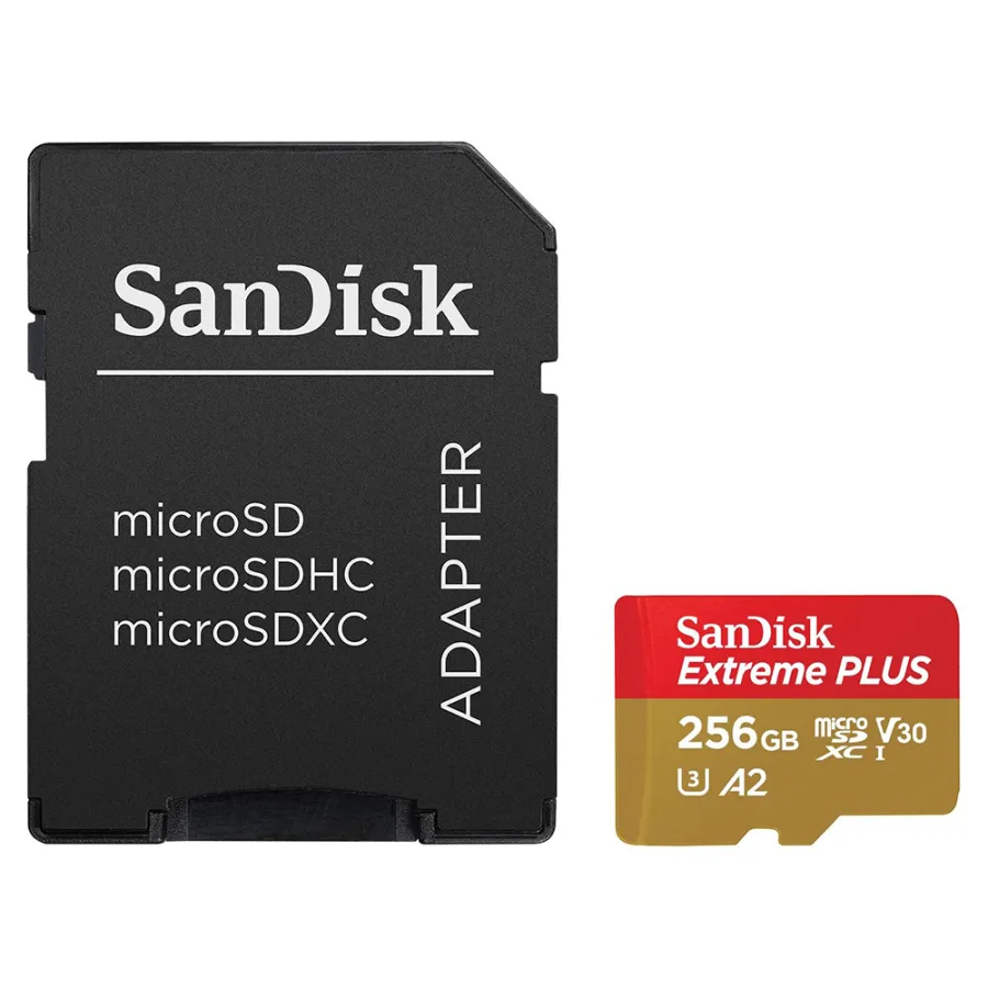 Карта с памет, 256GB, MicroSDXC - SanDisk Extreme Plus (SDSQXBD-256G-GN6MA) - Сив
