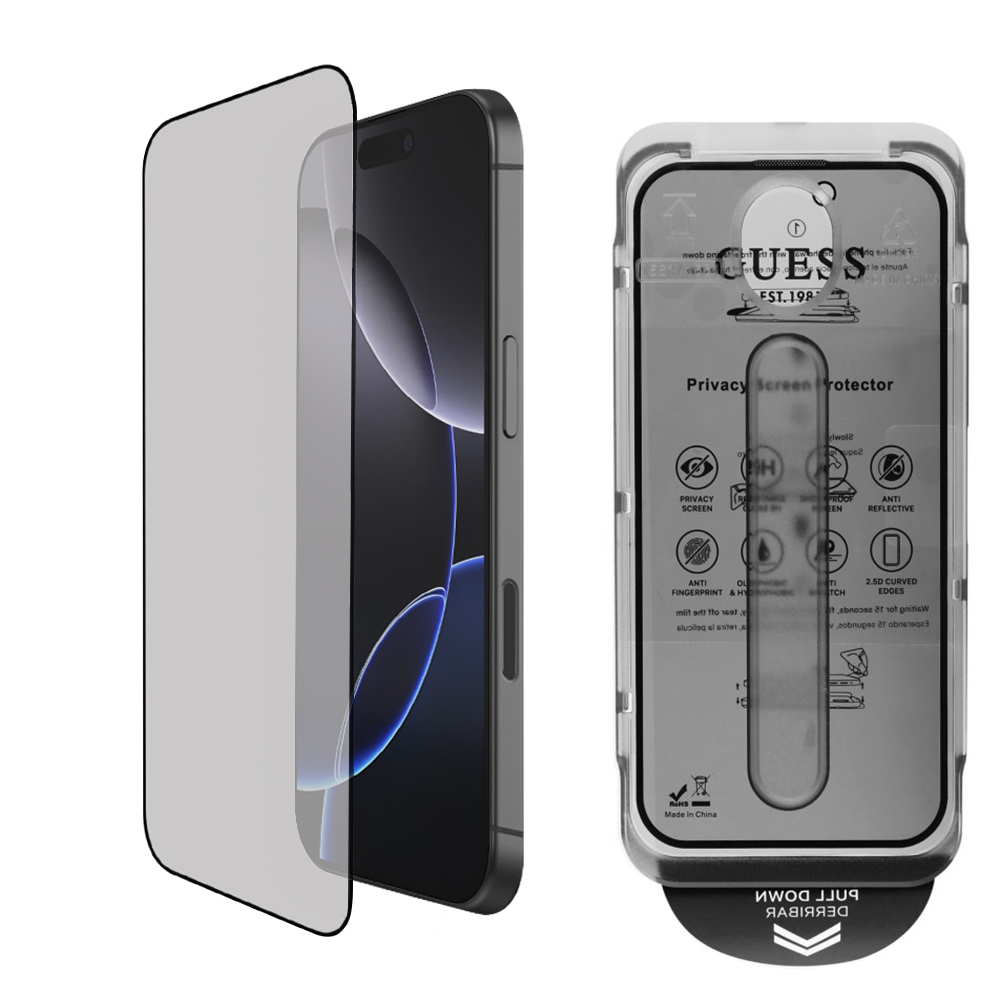 Калъф за iPhone 16 Pro - Guess Privacy 2.5D Outline (GUTGP16LBOKGCIP) - Черен