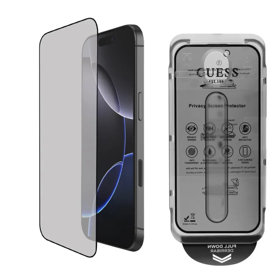 Калъф за iPhone 16 Pro - Guess Privacy 2.5D Outline (GUTGP16LBOKGCIP) - Черен