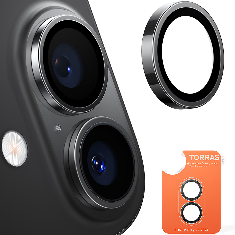 Калъф за камера за iPhone 16 / iPhone 16 Plus - протектор за камера Torras Lensguard - Черен