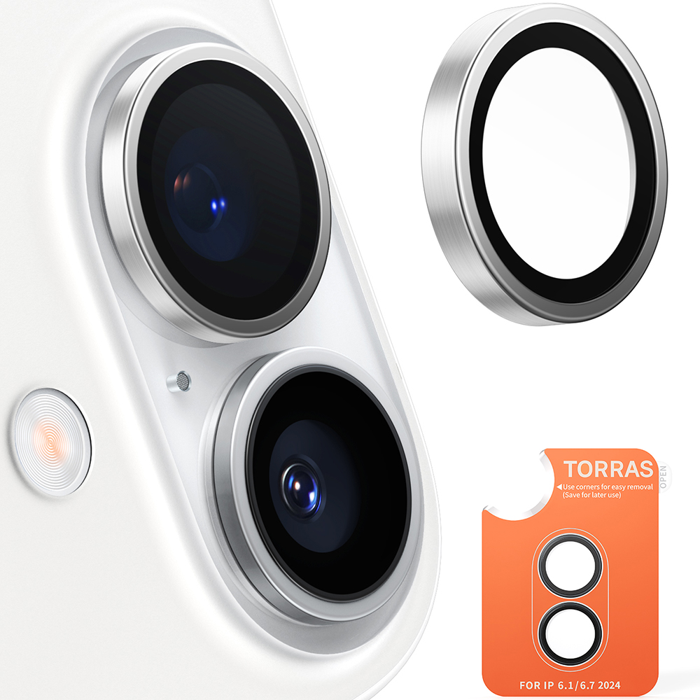 Калъф за камера за iPhone 16 / iPhone 16 Plus - протектор за камера Torras Lensguard - титаниево сиво