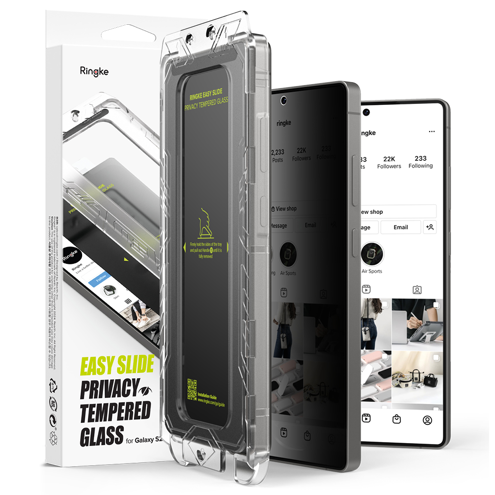 Капак за Samsung Galaxy S25 Ultra (комплект от 2) - Ringke Easy Slide Privacy Tempered Glass - Черен
