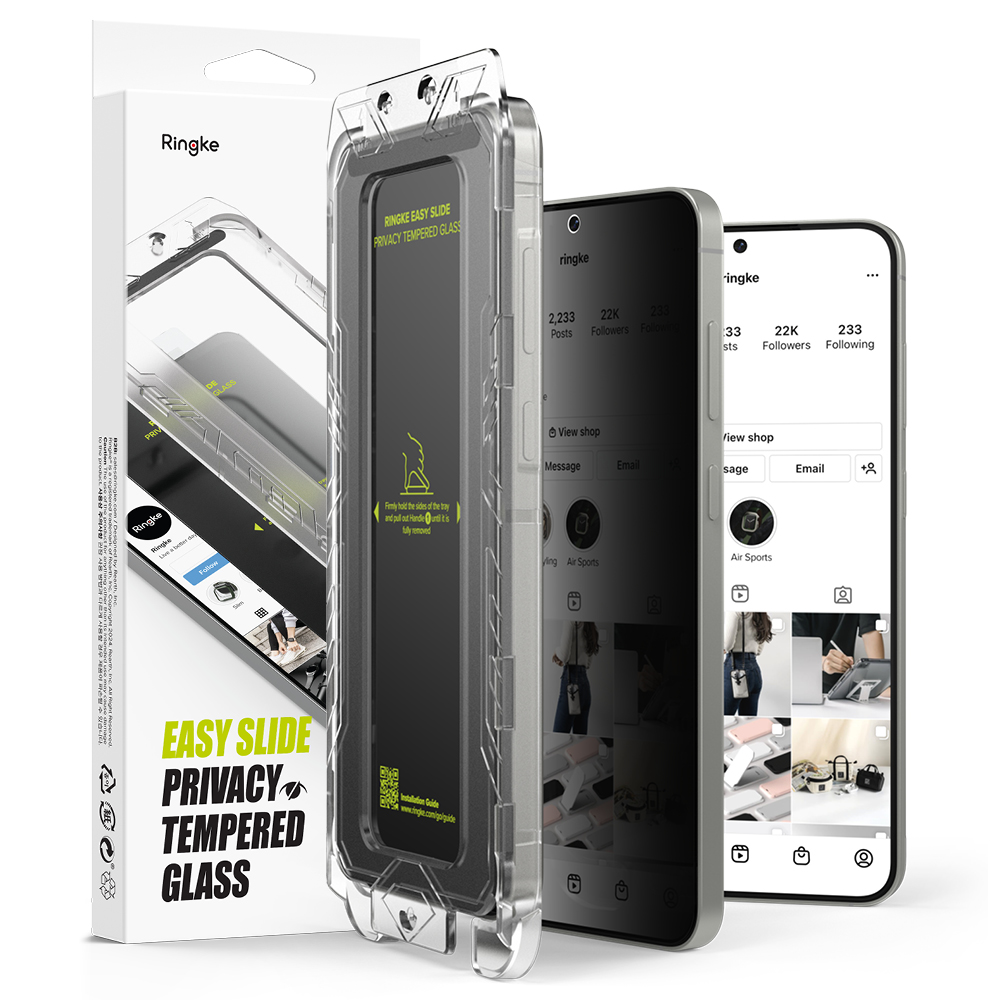 Капак за Samsung Galaxy S25 Plus (комплект от 2) - Ringke Easy Slide Privacy Tempered Glass - Черен