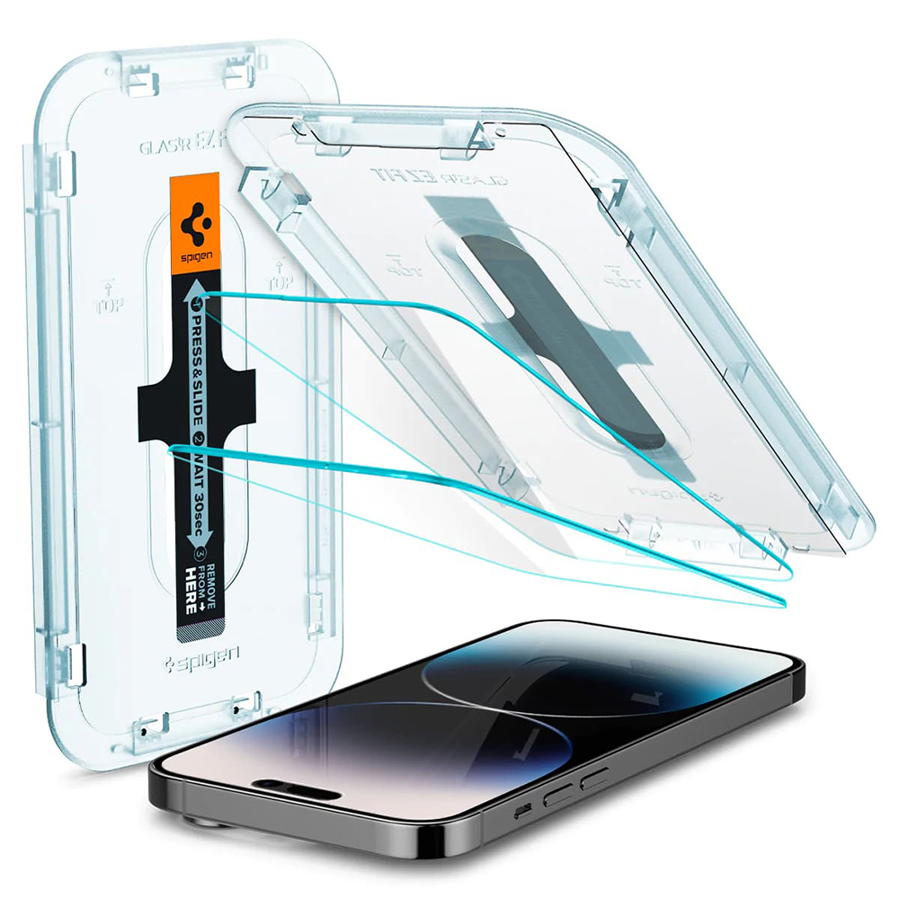 Калъф за iPhone 14 Pro (комплект от 2) - Spigen Glas.tR EZ FIT (AGL05214) - Прозрачен