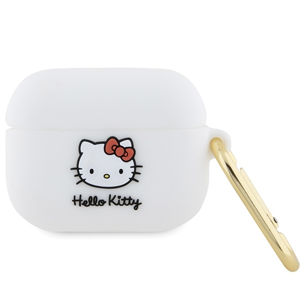 Калъф за Apple AirPods Pro 1 - Hello Kitty Silicone 3D Kitty Head (HKAP3D3DKHSH) - Бял