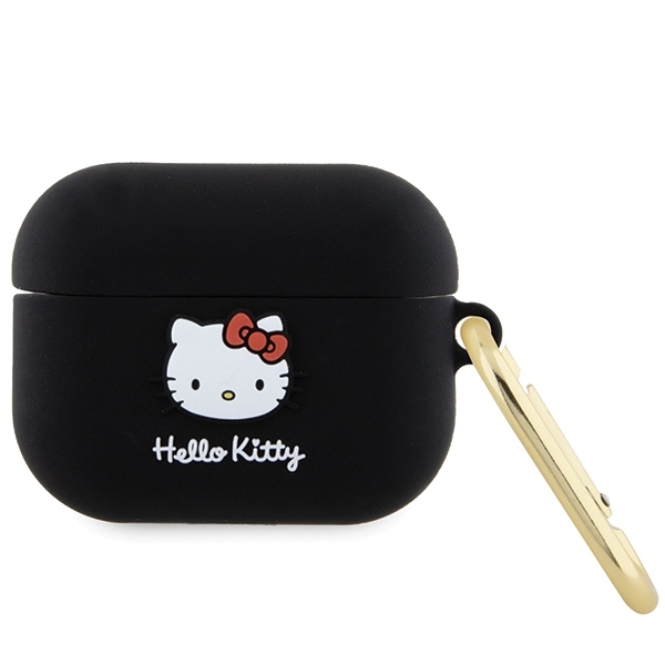 Калъф за Apple AirPods Pro 1 - Hello Kitty Silicone 3D Kitty Head (HKAP3D3DKHSK) - Черен