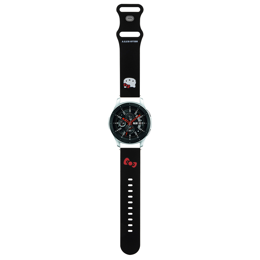 Каишка за Samsung Watch (46mm)/Watch 3, Huawei Watch GT 2/GT 3 (46mm) - Hello Kitty Strap Silicone Kitty Head (HKUWWLSCHBLK) - Черен