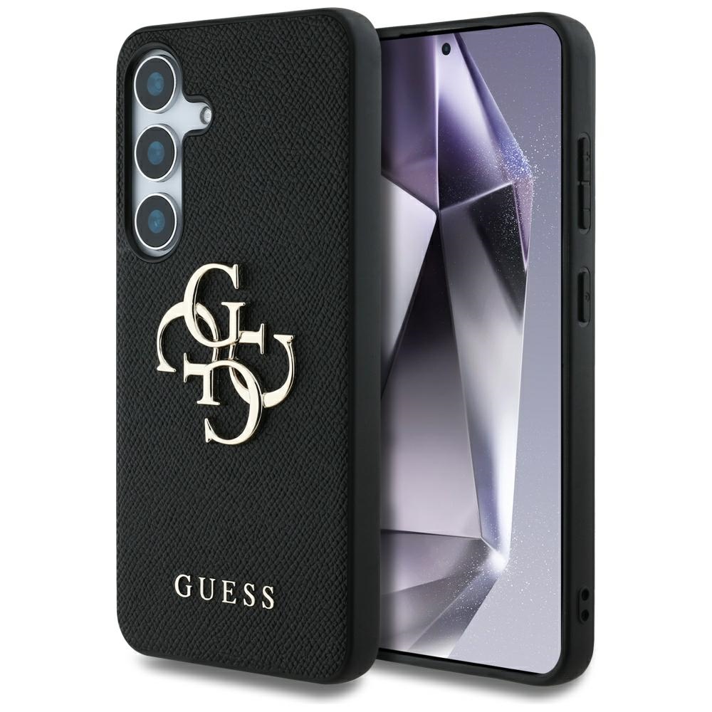 Калъф за Samsung Galaxy S25 - Guess Hardcase 4G Grained Big and Classic Logo (GUHCS25SPGTGT4MBK) - Черен