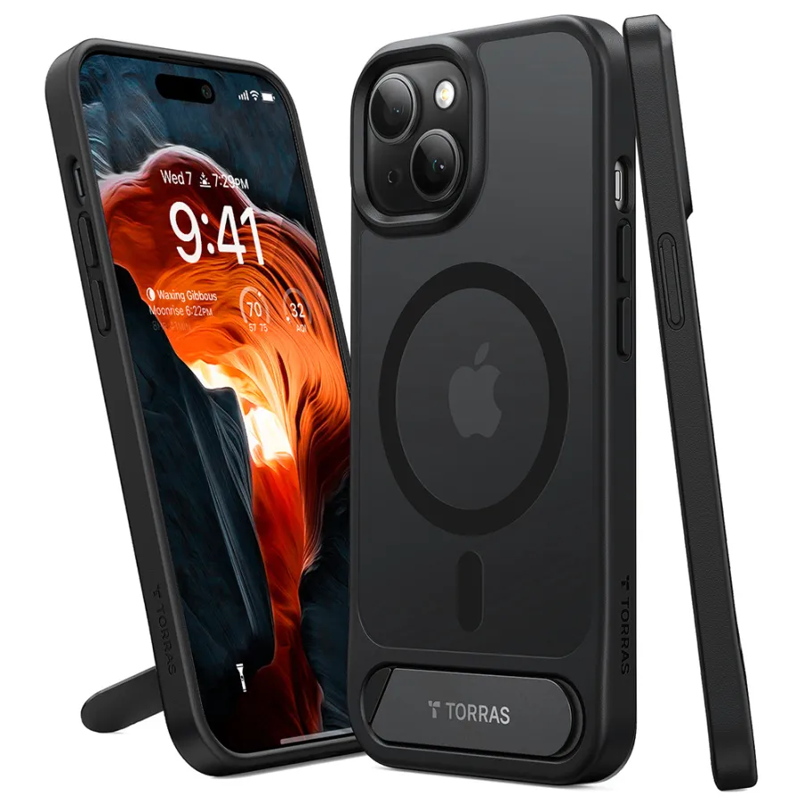 Калъф за iPhone 15 Plus - Torras Pstand MagSafe - Черен