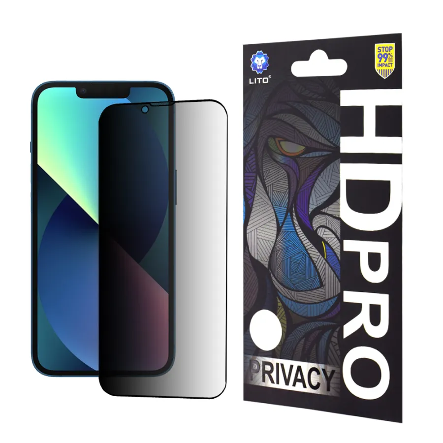 Калъф за iPhone 13 / iPhone 13 Pro / iPhone 14 / iPhone 16e / iPhone 17e - Lito HD Pro Privacy - Черен