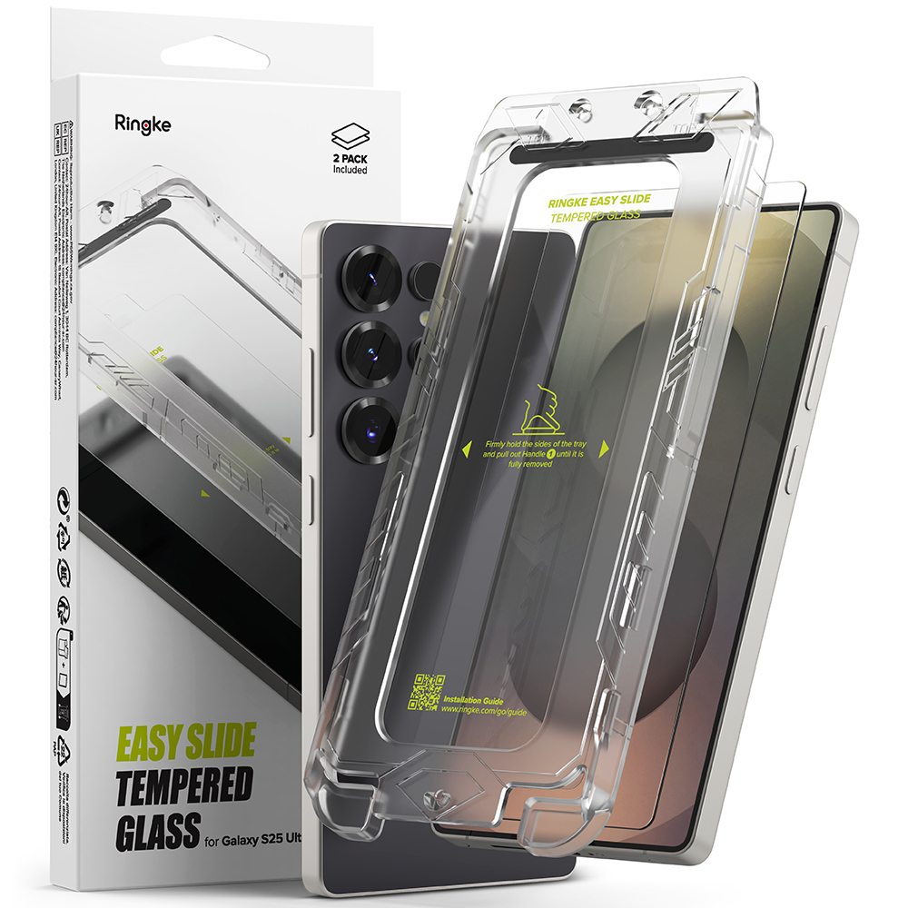 Калъф за Samsung Galaxy S25 Ultra (комплект от 2) - Ringke Easy Slide Tempered Glass - Прозрачен