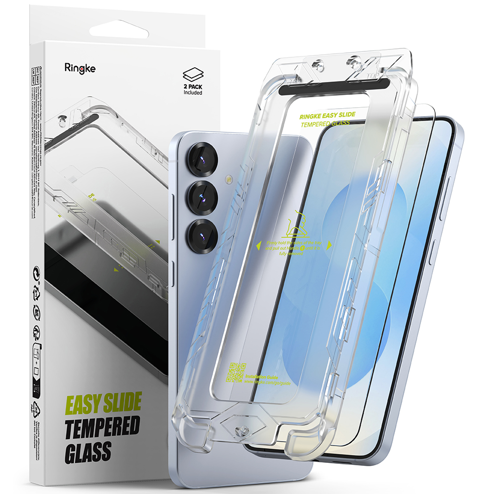 Капак за Samsung Galaxy S25 (комплект от 2) - Ringke Easy Slide Tempered Glass - Прозрачен