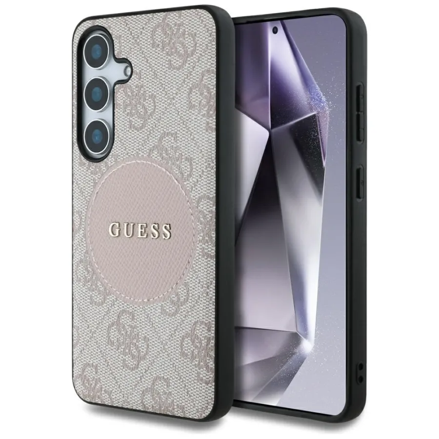 Калъф за Samsung Galaxy S25 Plus - Guess 4G Circle Classic Classic Logo MagSafe (GUHMS25MP4PGRSGP) - Розов