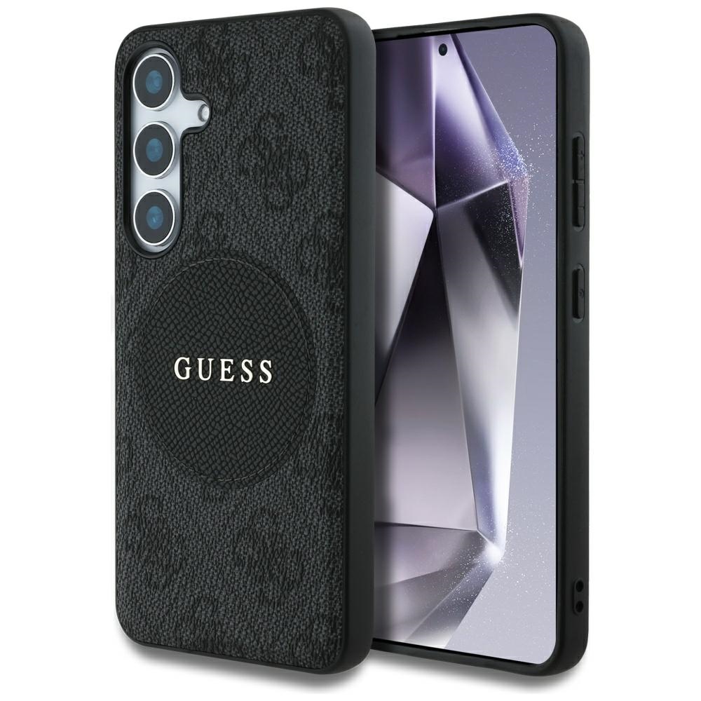 Калъф за Samsung Galaxy S25 - Guess 4G Circle Classic Classic Logo MagSafe (GUHMS25SP4PGRSGK) - Черен