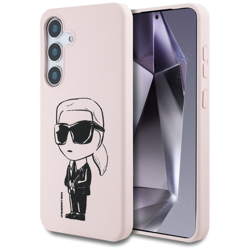 Калъф за Samsung Galaxy S25 - Karl Lagerfeld Силиконов Графити Graffiti MagSafe (KLHMS25SPNYNYKGRTP) - Иконик Розов