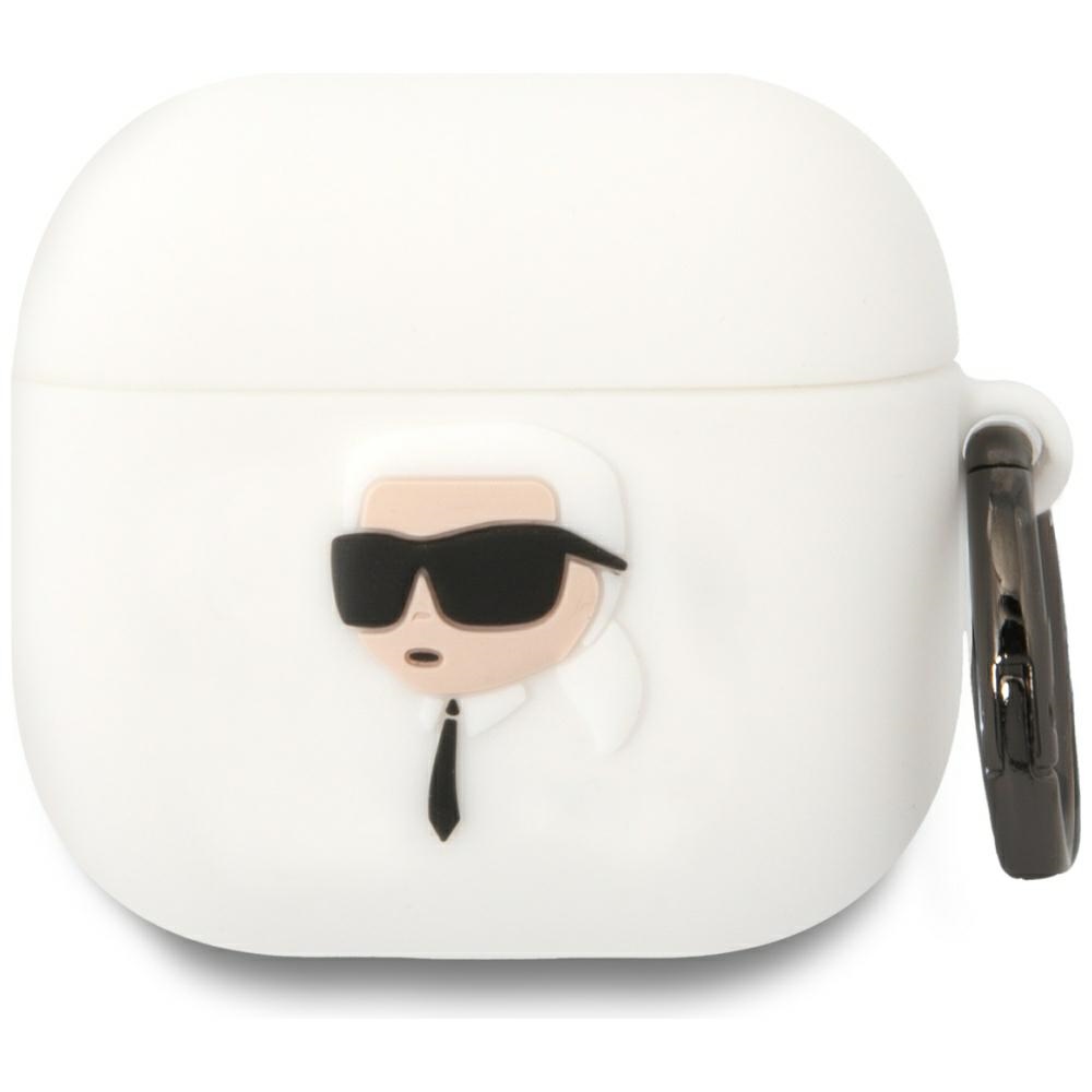 Калъф за Apple AirPods 4 - Karl Lagerfeld Silicone NFT Karl Head 3D (KLA4RUNIKH) - Бял