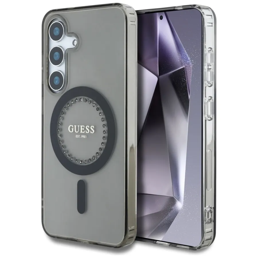 Калъф за Samsung Galaxy S25 - Guess IML Rhinestones MagSafe (GUHMS25SPFTDTEK) - Черен
