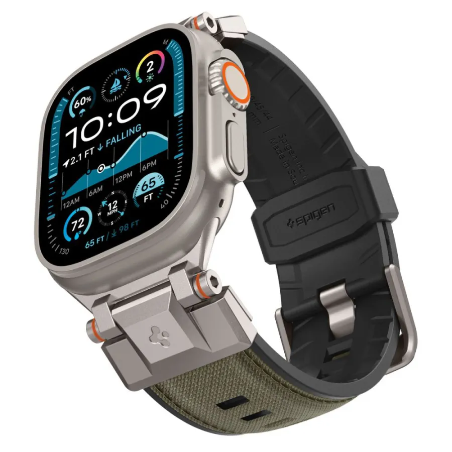 Каишка за Apple Watch 1/2/3/3/4/4/5/5/5/6/6/7/8/7/8/9/9/10/11/SE/SE 2/SE 3/ Ultra/Ultra 2/Ultra 3 (42/44/44/45/46/49/49 mm) - Spigen DuraPro Armor (AMP09102) - Military Зелен