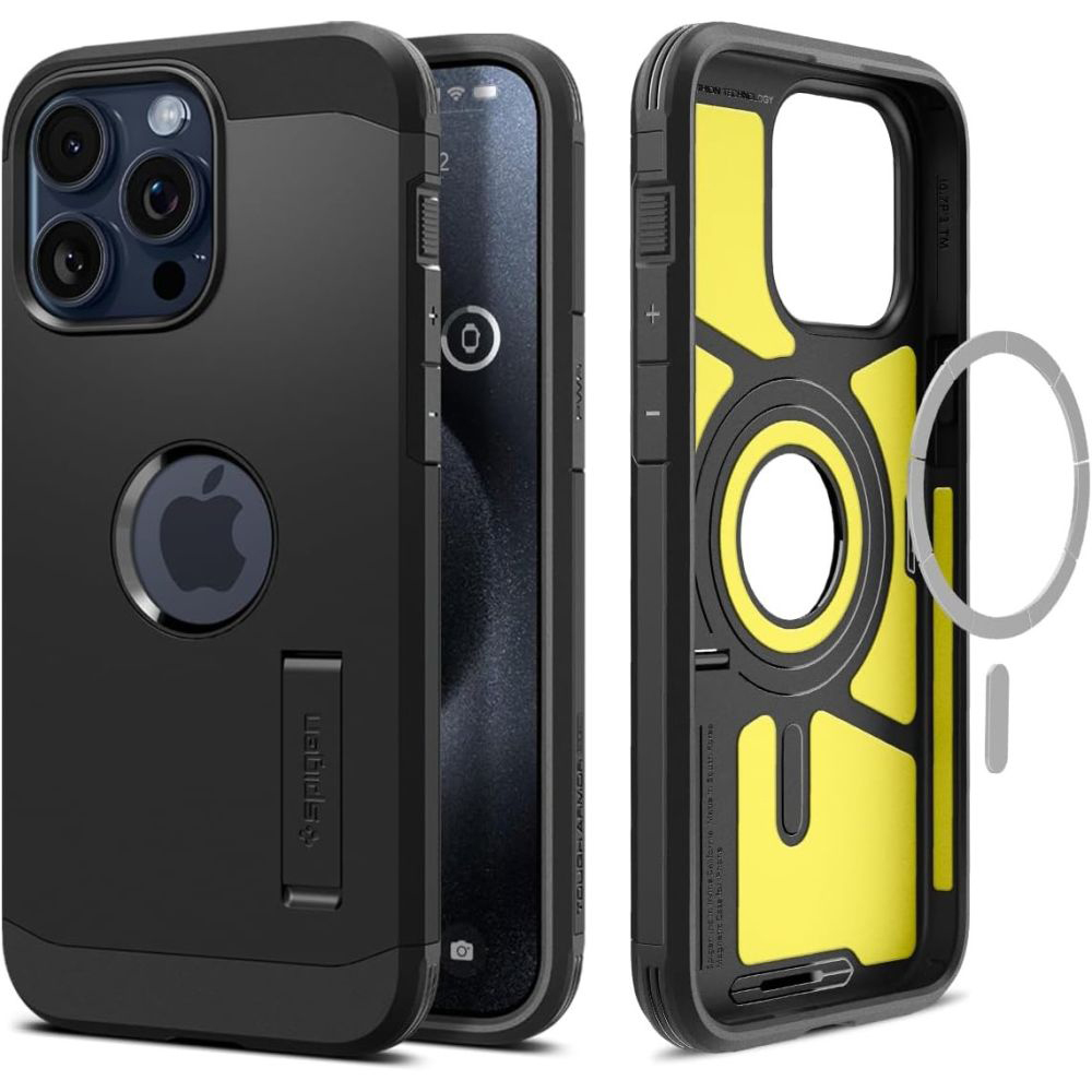 Калъф за iPhone 15 Pro Max - Spigen Tough Armor MagSafe (ACS06594) - Черен