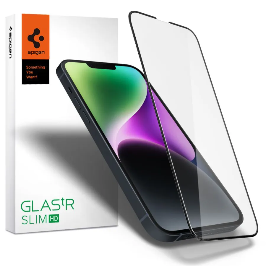 Калъф за iPhone 13 / iPhone 13 Pro / iPhone 14 / iPhone 16e / iPhone 17e - Spigen Glas.tR Slim (AGL03392) - Черен