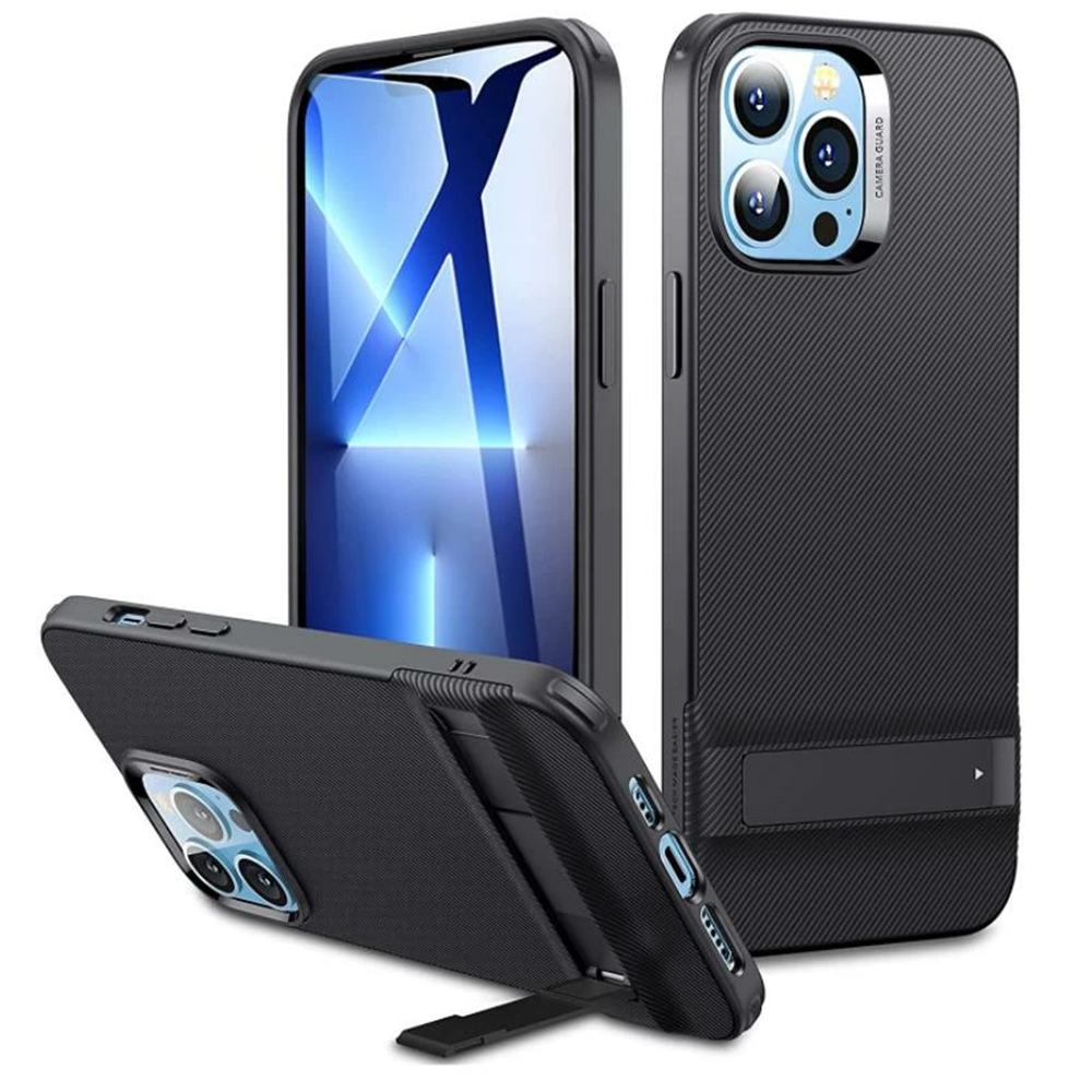 Калъф за iPhone 13 Pro - ESR Air Shield Boost Kickstand - полупрозрачен черен