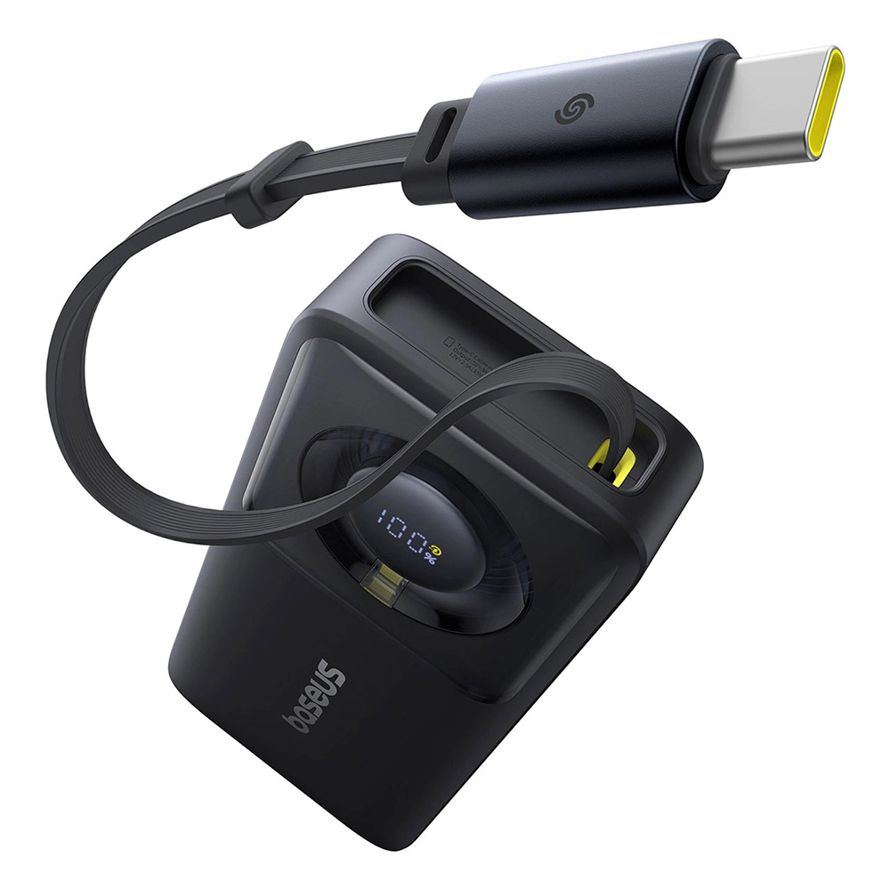 Power Bank 10000mAh, 30W, вграден Type-C кабел - Baseus Free2Pull (P100737701123-00) - Черен