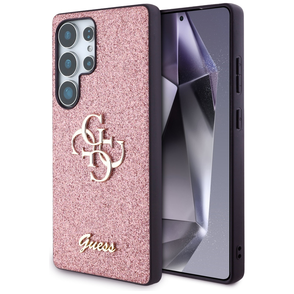 Чантичка за Samsung Galaxy S25 Ultra - Guess Glitter Script Big 4G Big 4G Logo (GUHCS25LHGG4SGP) - Розов