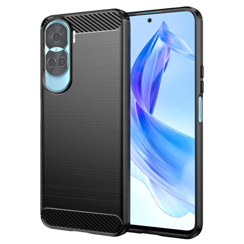 Калъф за Honor 90 Lite - Techsuit Carbon Silicone - Черен