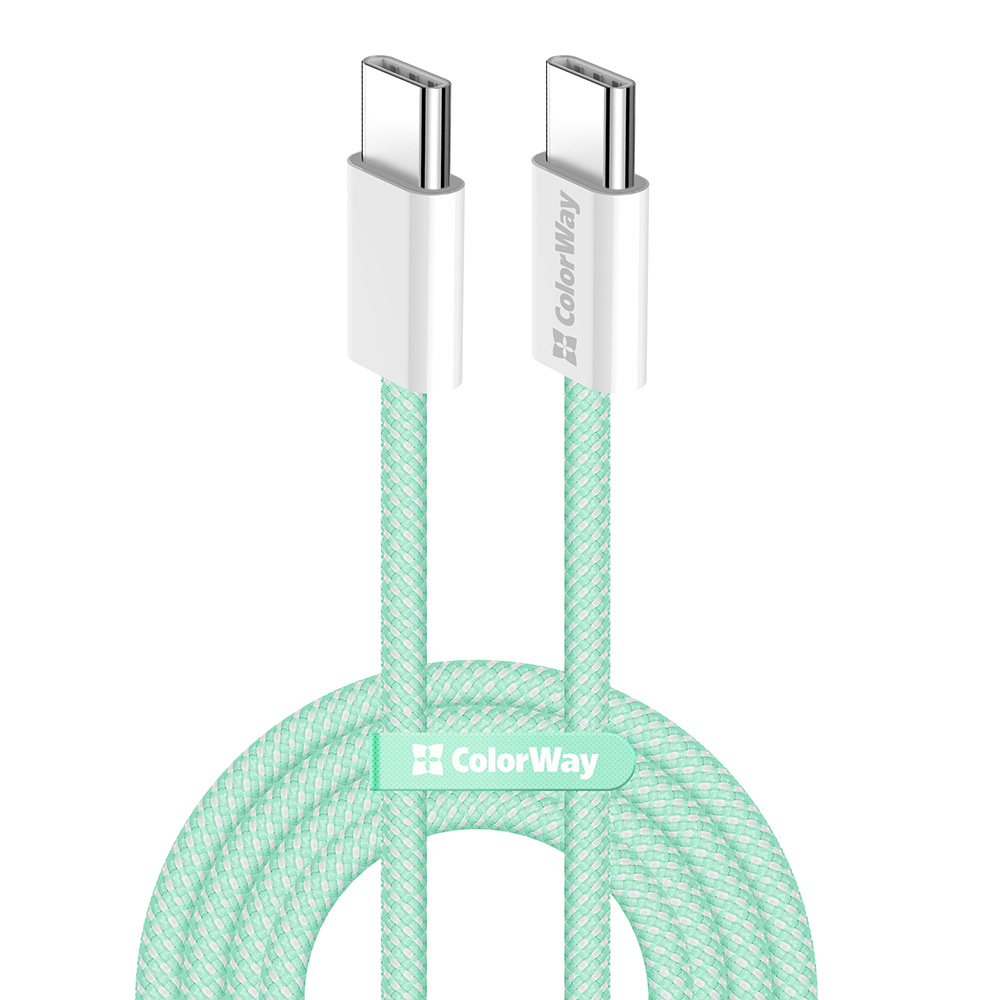 Кабел Type-C, 60W, 1m - ColorWay (CW-CB-CBPDCC061-G) - Зелен