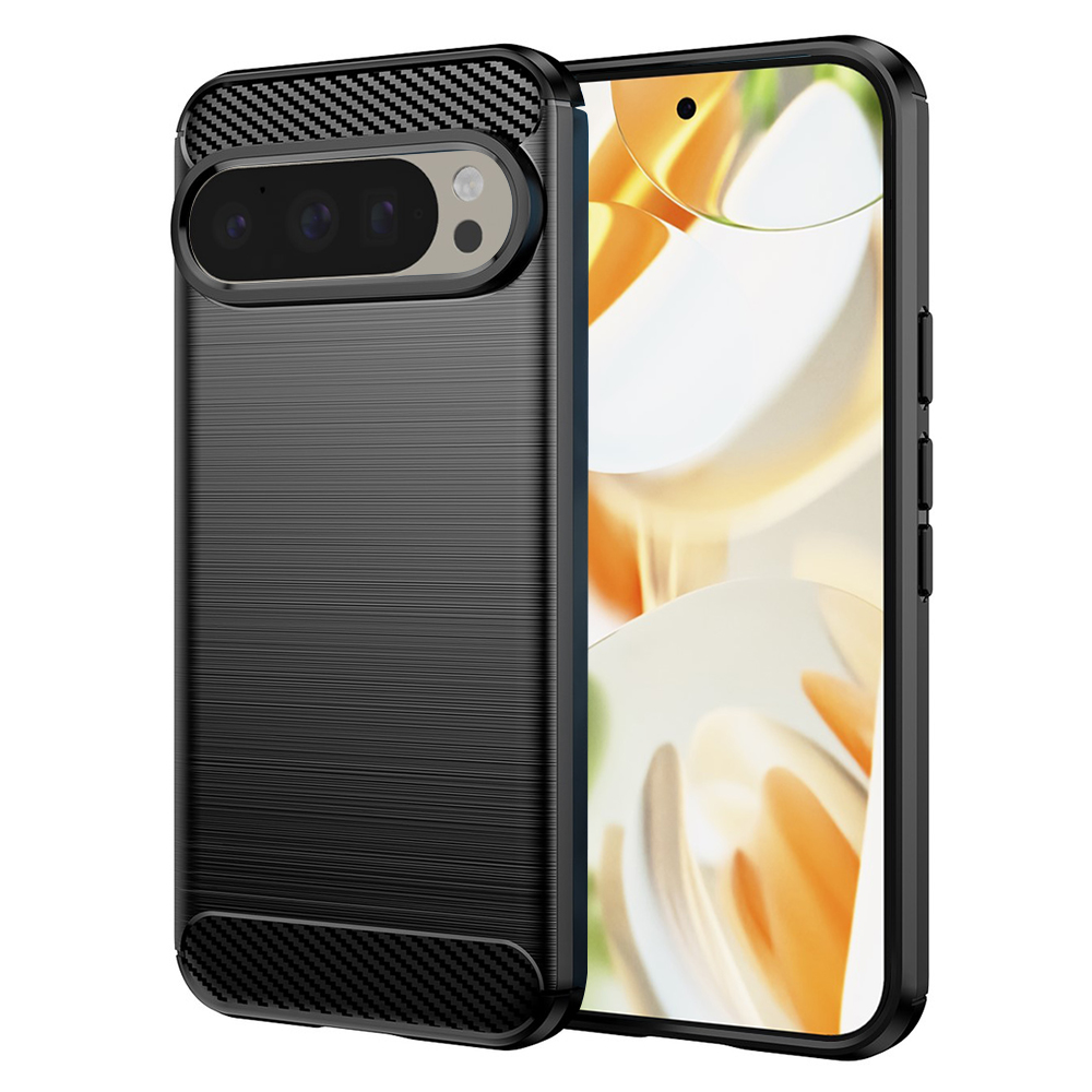 Калъф за Google Pixel 9 Pro / 9 - Techsuit Carbon Silicone - Черен