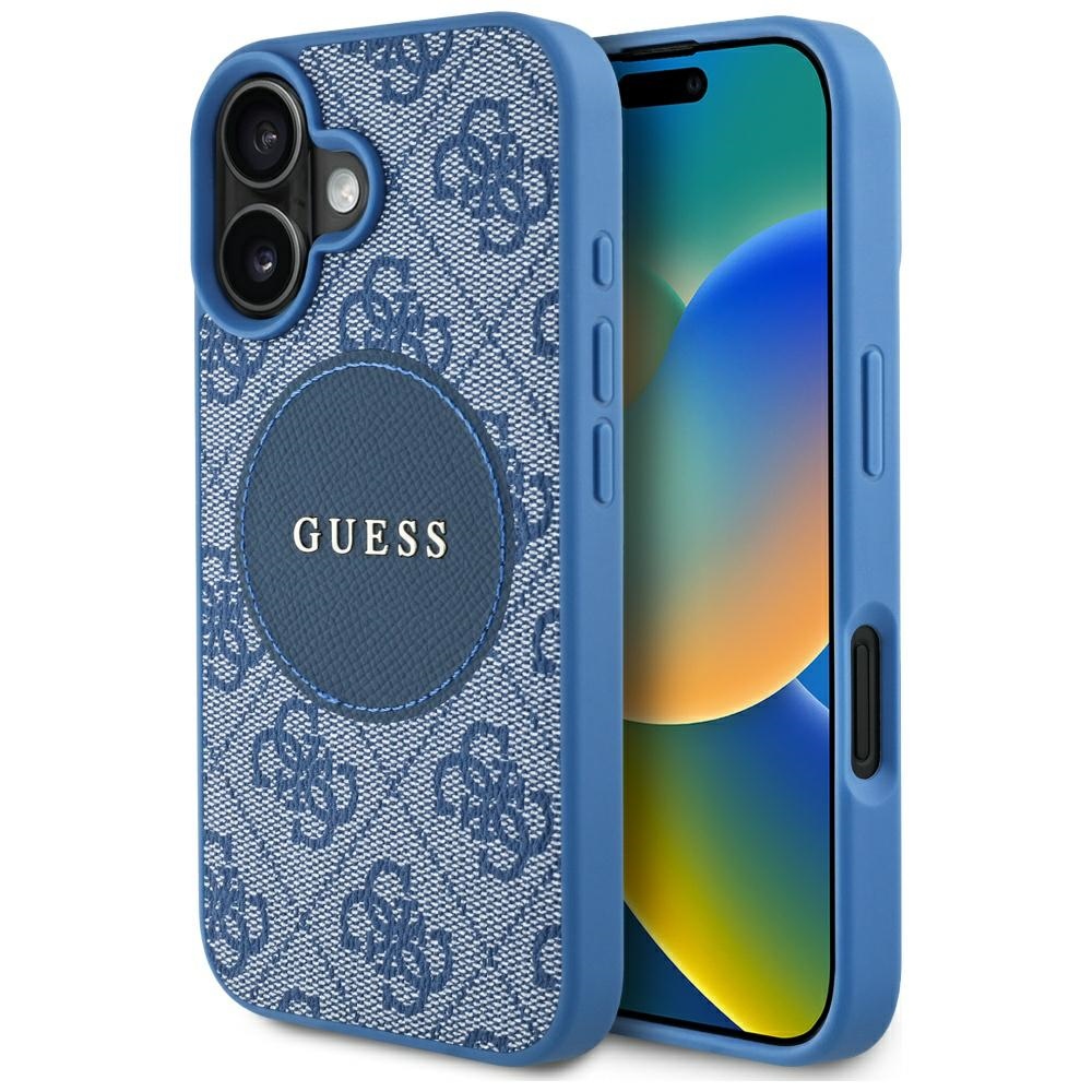 Калъф за iPhone 16 - Guess 4G Circle Classic Classic Logo MagSafe (GUHMP16SP4PGRSGB) - Син