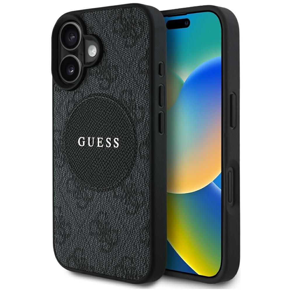 Калъф за iPhone 16 - Guess 4G Circle Classic Classic Logo MagSafe (GUHMP16SP4PGRSGK) - Черен