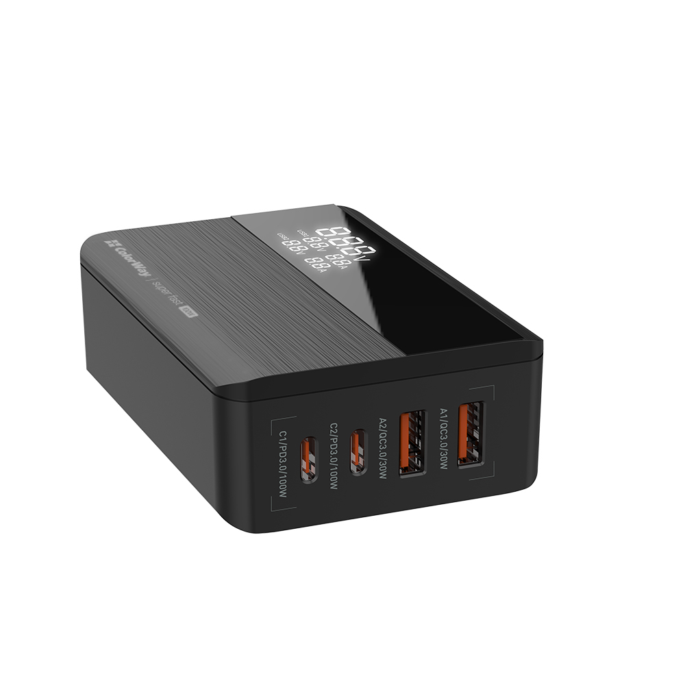 USB сплитер адаптер Сплитер USB, Type-C, 100W - ColorWay (CW-CHS041PD-BK) - Черен