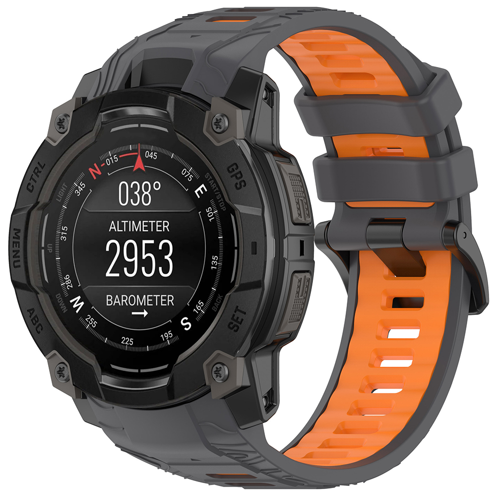 Каишка за Garmin Instinct 3 45mm / Instinct 3 45 45mm Solar - Techsuit Каишка за часовник (W077) - Сиво/Оранжево