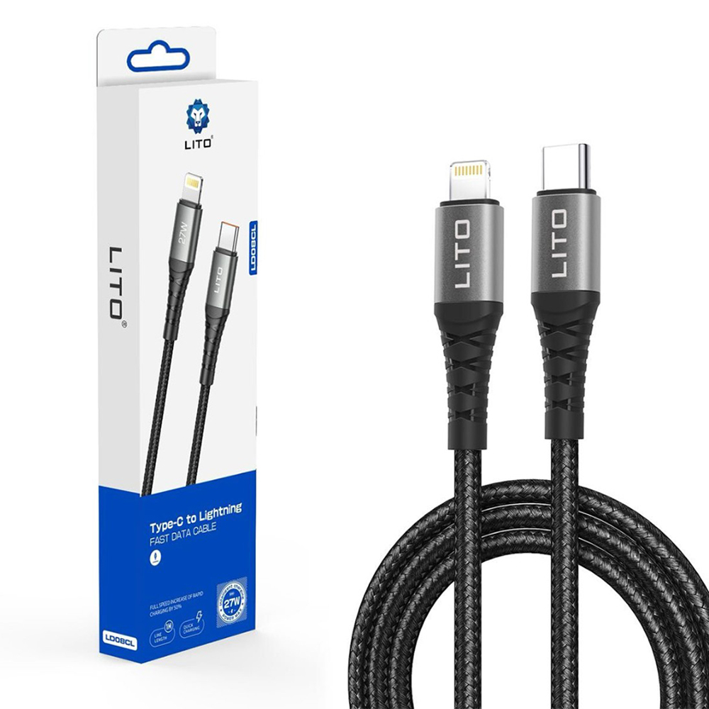 Кабел Type-C към Lightning, 27W, 2m - Lito (LD22CL) - Черен