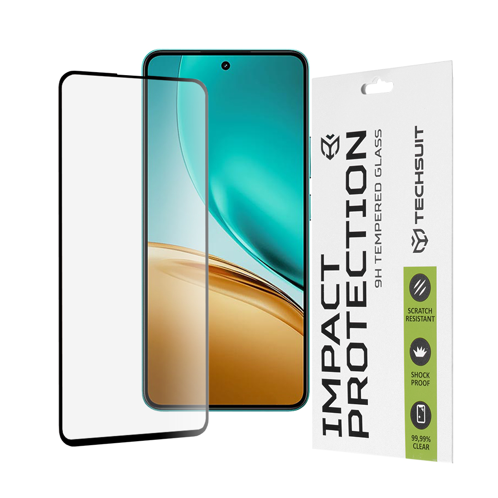 Фолио за Realme 14 / Realme 14T - Techsuit 111D Full Cover / Full Glue Glass - черно