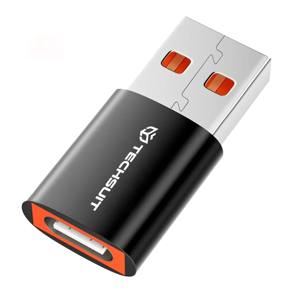 USB-C към USB-A адаптер, 5Gbps, 6A - Techsuit HyperPort (A5) - черен / оранжев