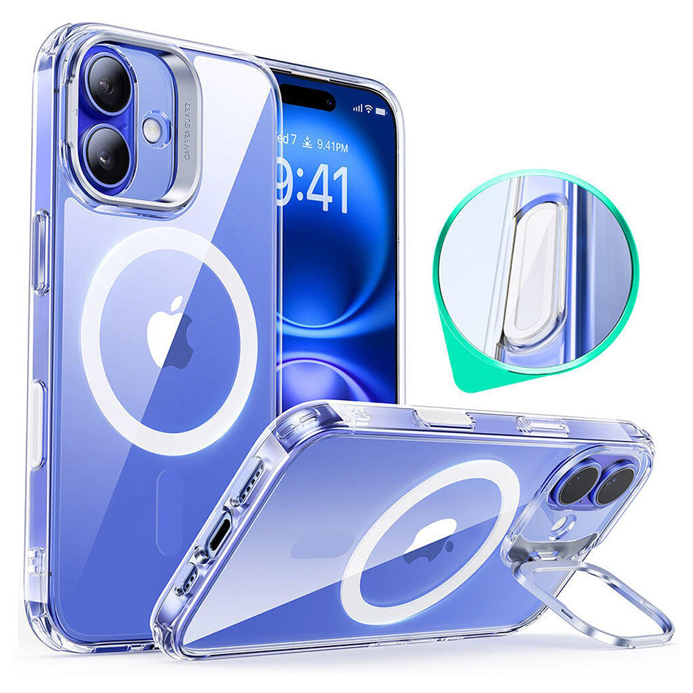 Калъф за iPhone 16 Plus - ESR Classic Hybrid Hybrid HaloLock Kickstand - Прозрачен