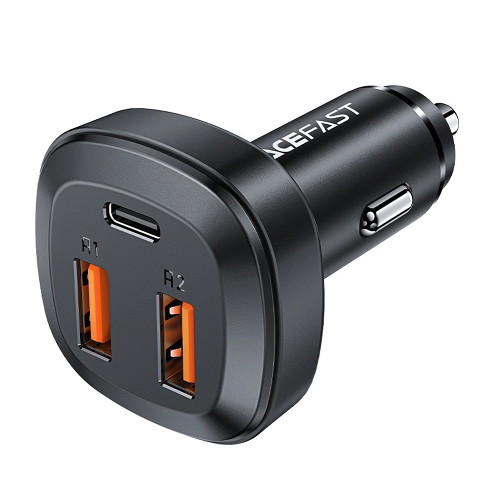 Зарядно за кола, 2x USB, Type-C, бързо зареждане, 66W, PD3.0, QC4+ - Acefast (B9) - черно