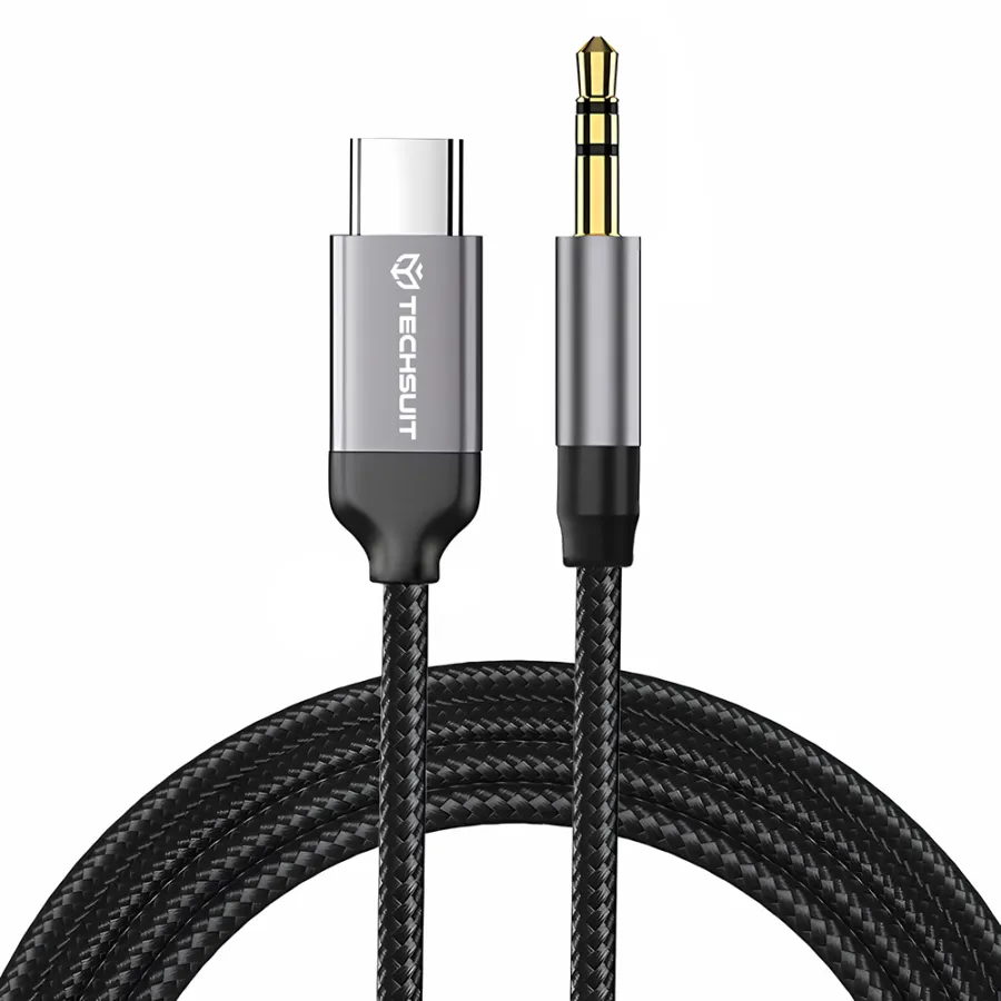 Адаптер кабел тип C, Jack, DAC, 1,5 m - Techsuit SoundShell (AC9) - Сив
