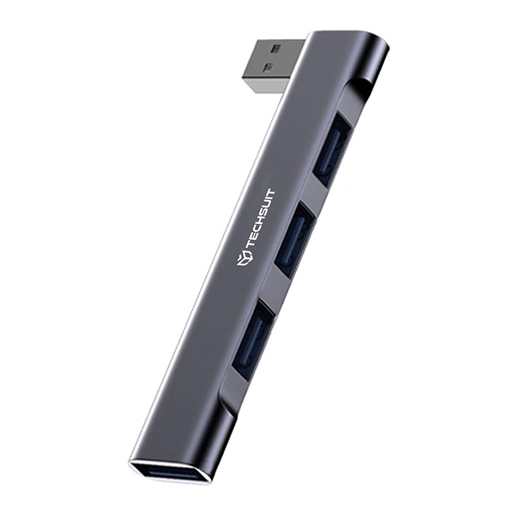USB хъб към 3x USB 2.0, 1x USB 3.0 - Techsuit ZenithDock 4 в 1 (H14) - Сив