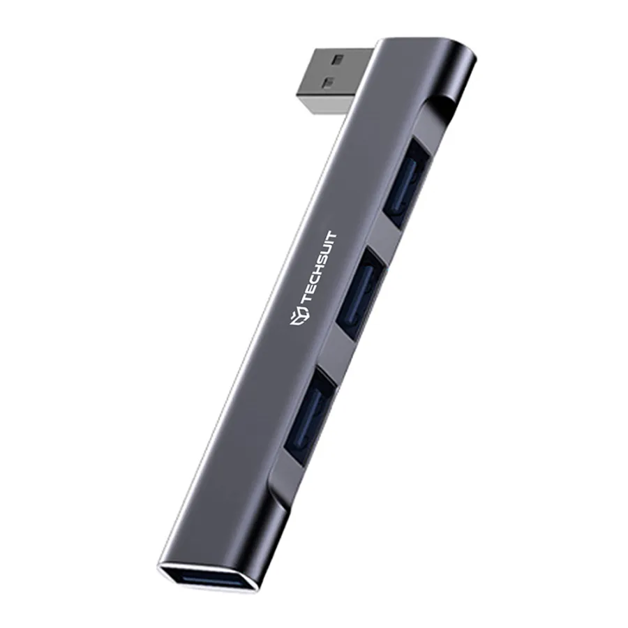 USB хъб към 3x USB 2.0, 1x USB 3.0 - Techsuit ZenithDock 4 в 1 (H14) - Сив