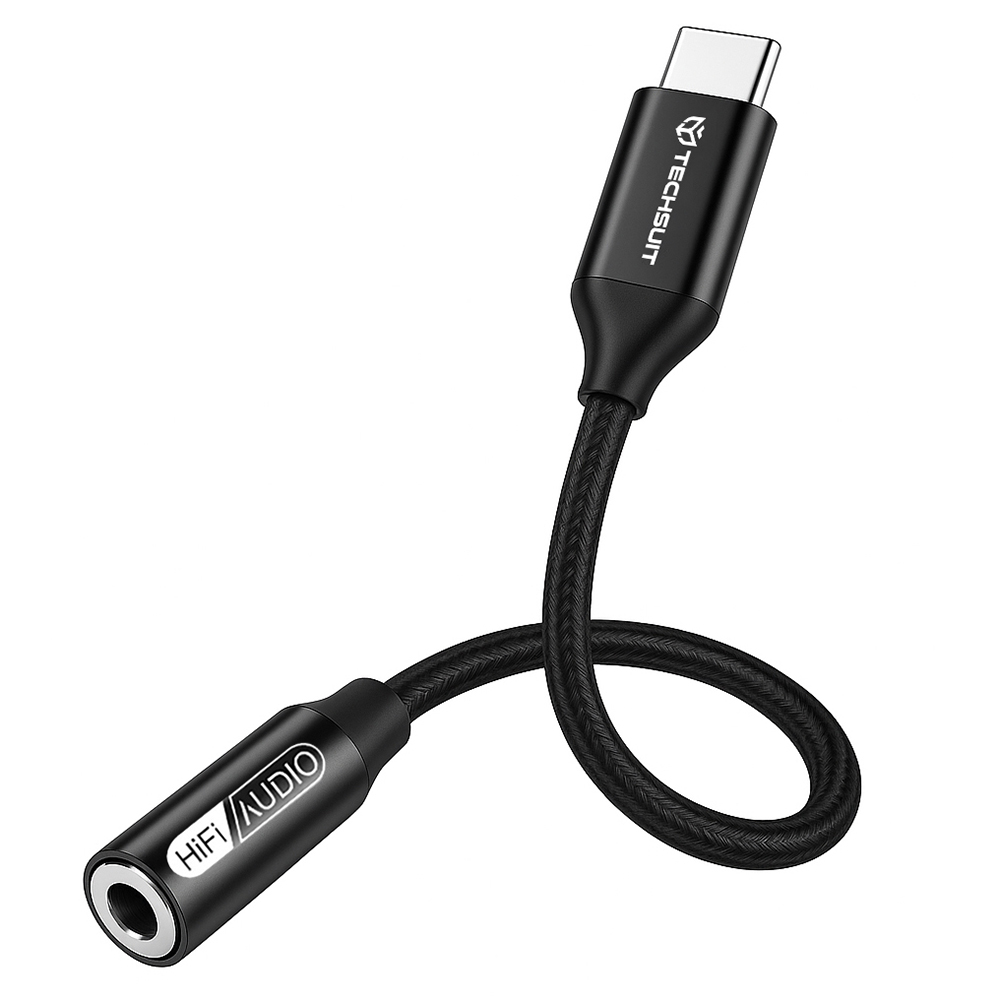 Адаптер жак, USB-C, ЦАП, 0,1 м - Techsuit FuseXound (AC13) - Черен