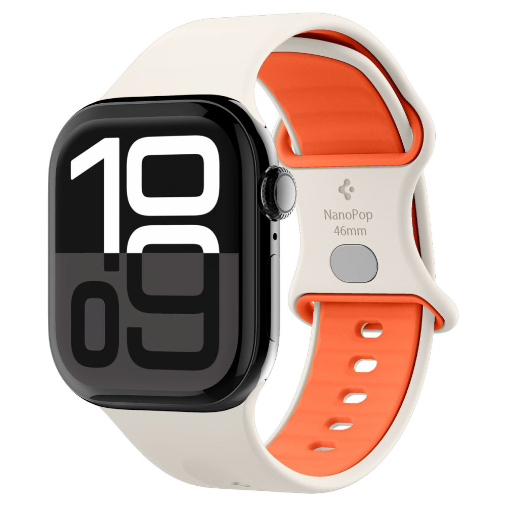 Каишка за Apple Watch 1/2/3/3/4/4/5/5/5/6/6/7/8/7/8/9/9/10/10/11/SE/SE 2/SE 3 (38/40/41/42 мм) - Spigen Nano Pop (AMP09326) - Оранжево бежово
