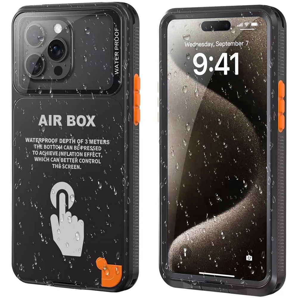 Калъф за iPhone 12 Pro Max/13 Pro Max/13 Pro Max/14 Pro Max/14 Pro Max/ 15 Pro Max/16 Pro Max/16 Pro Max/15+/15+/16+ - ShellBox AirBox Waterproof IP68 Case (6.7 inch) - Черен