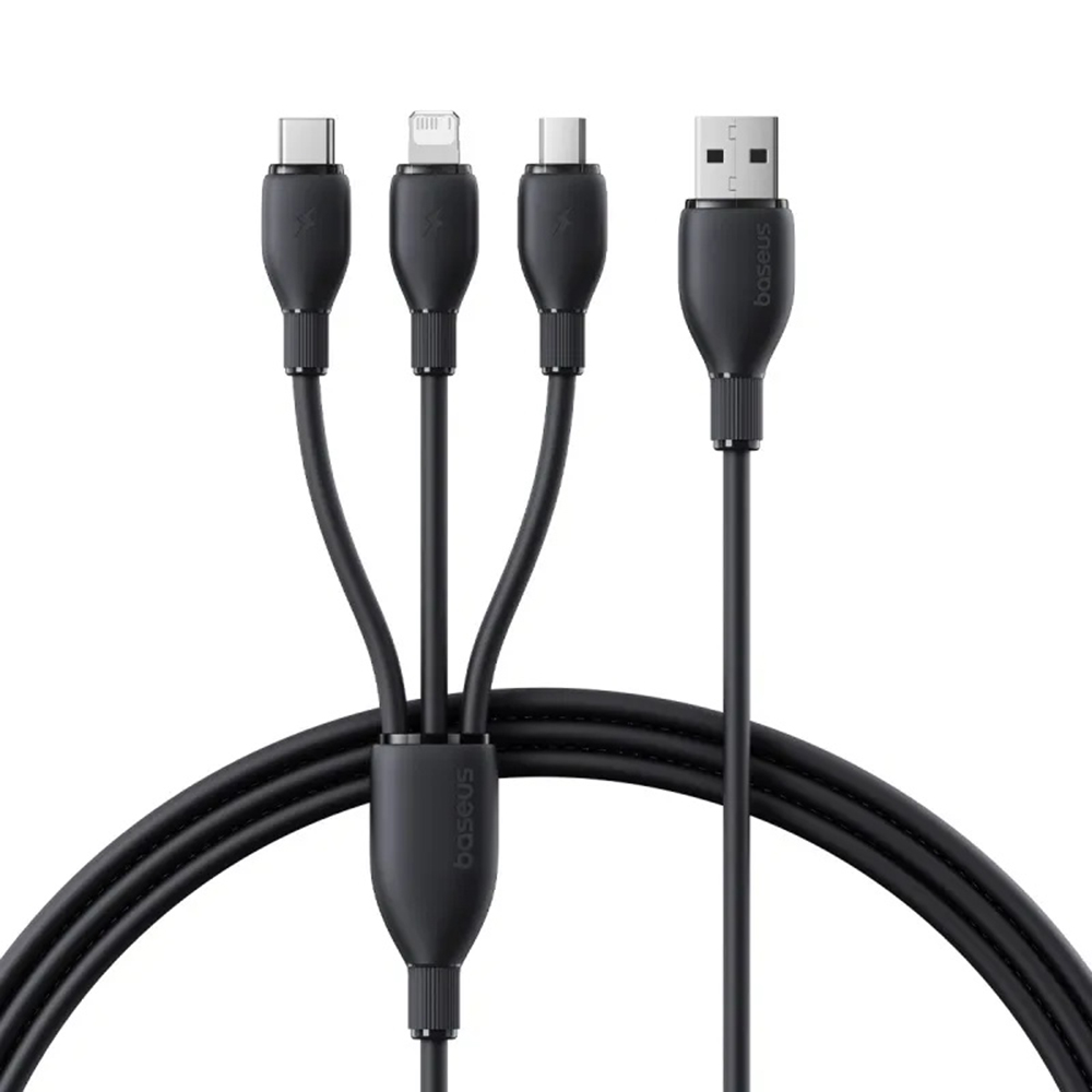 Кабел за данни USB към Micro-USB, Lightning, USB-C, 3.5A, 0.8m - Baseus Ultra-Fast (PP10376303121-01) - Cosmic Черен