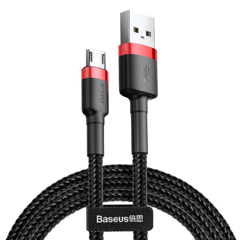 Кабел за данни USB към Micro-USB 2.4A, 1m - Baseus Cafule (CAMKLF-B91) - черен / червен