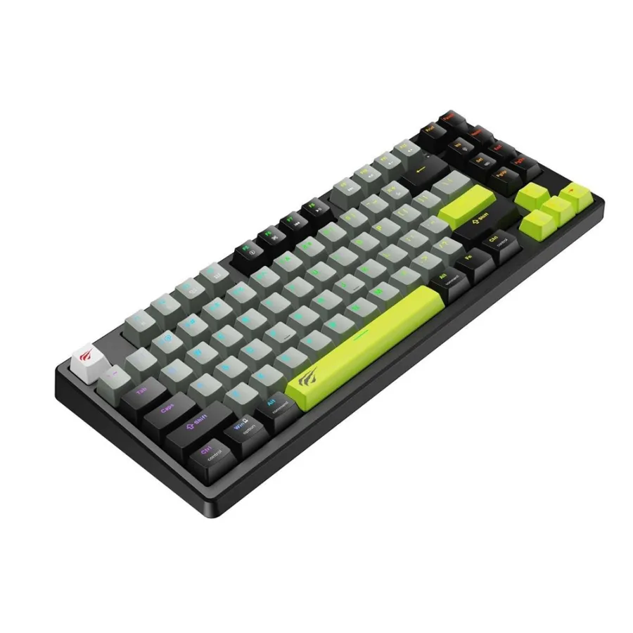 Клавиатура с RGB подсветка, 85 клавиша, Rapid Trigger, 1.8m, 5V, 8kHz, за гейминг - Havit (KB904L) - Черна/Зелена